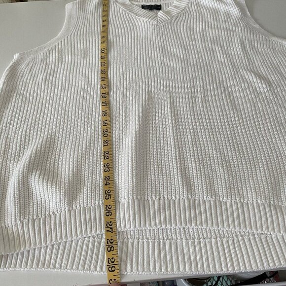 ASOS DESIGN 2XL Women's White Cable Knit Oversize Sweater Vest Tennis Preppy - Picture 5 of 6